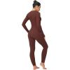 imageSunzel Long Sleeve Jumpsuits for Women Ribbed One Piece Casual Yoga Workout Zip Front Bodycon Legging Fit ampamp ThumbholeBrown