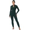 imageSunzel Long Sleeve Jumpsuits for Women Ribbed One Piece Casual Yoga Workout Zip Front Bodycon Legging Fit ampamp ThumbholeDark Teal
