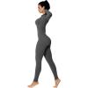 imageSunzel Long Sleeve Jumpsuits for Women Ribbed One Piece Casual Yoga Workout Zip Front Bodycon Legging Fit ampamp ThumbholeGray