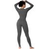 imageSunzel Long Sleeve Jumpsuits for Women Ribbed One Piece Casual Yoga Workout Zip Front Bodycon Legging Fit ampamp ThumbholeGray