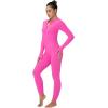imageSunzel Long Sleeve Jumpsuits for Women Ribbed One Piece Casual Yoga Workout Zip Front Bodycon Legging Fit ampamp ThumbholeHot Pink