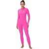 imageSunzel Long Sleeve Jumpsuits for Women Ribbed One Piece Casual Yoga Workout Zip Front Bodycon Legging Fit ampamp ThumbholeHot Pink