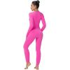 imageSunzel Long Sleeve Jumpsuits for Women Ribbed One Piece Casual Yoga Workout Zip Front Bodycon Legging Fit ampamp ThumbholeHot Pink