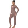imageSunzel Long Sleeve Jumpsuits for Women Ribbed One Piece Casual Yoga Workout Zip Front Bodycon Legging Fit ampamp ThumbholeKhaki