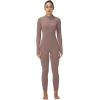 imageSunzel Long Sleeve Jumpsuits for Women Ribbed One Piece Casual Yoga Workout Zip Front Bodycon Legging Fit ampamp ThumbholeKhaki