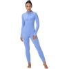 imageSunzel Long Sleeve Jumpsuits for Women Ribbed One Piece Casual Yoga Workout Zip Front Bodycon Legging Fit ampamp ThumbholeLight Blue