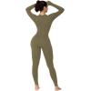 imageSunzel Long Sleeve Jumpsuits for Women Ribbed One Piece Casual Yoga Workout Zip Front Bodycon Legging Fit ampamp ThumbholeOlive Green