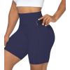 imageSunzel No Front Seam Biker Shorts for Women with Pockets Yoga Workout Gym Bike Shorts with Tummy ControlAsh Blue