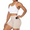 imageSunzel No Front Seam Biker Shorts for Women with Pockets Yoga Workout Gym Bike Shorts with Tummy ControlBeige