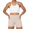 imageSunzel No Front Seam Biker Shorts for Women with Pockets Yoga Workout Gym Bike Shorts with Tummy ControlBeige