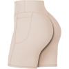 imageSunzel No Front Seam Biker Shorts for Women with Pockets Yoga Workout Gym Bike Shorts with Tummy ControlBeige
