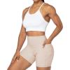 imageSunzel No Front Seam Biker Shorts for Women with Pockets Yoga Workout Gym Bike Shorts with Tummy ControlBeige