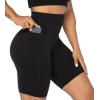 imageSunzel No Front Seam Biker Shorts for Women with Pockets Yoga Workout Gym Bike Shorts with Tummy ControlBlack
