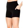 imageSunzel No Front Seam Biker Shorts for Women with Pockets Yoga Workout Gym Bike Shorts with Tummy ControlBlack