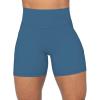 imageSunzel No Front Seam Biker Shorts for Women with Pockets Yoga Workout Gym Bike Shorts with Tummy ControlBlue Gray