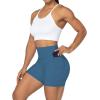 imageSunzel No Front Seam Biker Shorts for Women with Pockets Yoga Workout Gym Bike Shorts with Tummy ControlBlue Gray