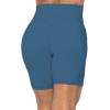 imageSunzel No Front Seam Biker Shorts for Women with Pockets Yoga Workout Gym Bike Shorts with Tummy ControlBlue Gray