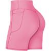 imageSunzel No Front Seam Biker Shorts for Women with Pockets Yoga Workout Gym Bike Shorts with Tummy ControlBubblegum Pink