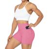 imageSunzel No Front Seam Biker Shorts for Women with Pockets Yoga Workout Gym Bike Shorts with Tummy ControlBubblegum Pink