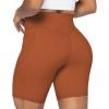 imageSunzel No Front Seam Biker Shorts for Women with Pockets Yoga Workout Gym Bike Shorts with Tummy ControlCaramel Cafe