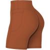 imageSunzel No Front Seam Biker Shorts for Women with Pockets Yoga Workout Gym Bike Shorts with Tummy ControlCaramel Cafe