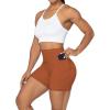 imageSunzel No Front Seam Biker Shorts for Women with Pockets Yoga Workout Gym Bike Shorts with Tummy ControlCaramel Cafe