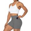 imageSunzel No Front Seam Biker Shorts for Women with Pockets Yoga Workout Gym Bike Shorts with Tummy ControlCharcoal Grey