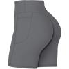 imageSunzel No Front Seam Biker Shorts for Women with Pockets Yoga Workout Gym Bike Shorts with Tummy ControlCharcoal Grey