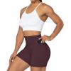 imageSunzel No Front Seam Biker Shorts for Women with Pockets Yoga Workout Gym Bike Shorts with Tummy ControlChocolate