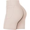 imageSunzel No Front Seam Biker Shorts for Women with Pockets Yoga Workout Gym Bike Shorts with Tummy ControlCreamy Skin
