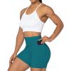 imageSunzel No Front Seam Biker Shorts for Women with Pockets Yoga Workout Gym Bike Shorts with Tummy ControlDeep Lagoon