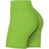 imageSunzel No Front Seam Biker Shorts for Women with Pockets Yoga Workout Gym Bike Shorts with Tummy ControlGreenery Green