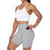 imageSunzel No Front Seam Biker Shorts for Women with Pockets Yoga Workout Gym Bike Shorts with Tummy ControlGrey