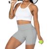 imageSunzel No Front Seam Biker Shorts for Women with Pockets Yoga Workout Gym Bike Shorts with Tummy ControlGrey