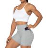 imageSunzel No Front Seam Biker Shorts for Women with Pockets Yoga Workout Gym Bike Shorts with Tummy ControlGrey