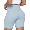 imageSunzel No Front Seam Biker Shorts for Women with Pockets Yoga Workout Gym Bike Shorts with Tummy ControlLight Blue