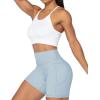 imageSunzel No Front Seam Biker Shorts for Women with Pockets Yoga Workout Gym Bike Shorts with Tummy ControlLight Blue