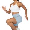 imageSunzel No Front Seam Biker Shorts for Women with Pockets Yoga Workout Gym Bike Shorts with Tummy ControlLight Blue