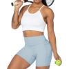 imageSunzel No Front Seam Biker Shorts for Women with Pockets Yoga Workout Gym Bike Shorts with Tummy ControlLight Blue