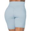 imageSunzel No Front Seam Biker Shorts for Women with Pockets Yoga Workout Gym Bike Shorts with Tummy ControlLight Blue