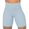imageSunzel No Front Seam Biker Shorts for Women with Pockets Yoga Workout Gym Bike Shorts with Tummy ControlLight Blue