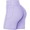 imageSunzel No Front Seam Biker Shorts for Women with Pockets Yoga Workout Gym Bike Shorts with Tummy ControlLilac