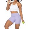 imageSunzel No Front Seam Biker Shorts for Women with Pockets Yoga Workout Gym Bike Shorts with Tummy ControlLilac
