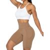imageSunzel No Front Seam Biker Shorts for Women with Pockets Yoga Workout Gym Bike Shorts with Tummy ControlMocha