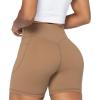 imageSunzel No Front Seam Biker Shorts for Women with Pockets Yoga Workout Gym Bike Shorts with Tummy ControlMocha