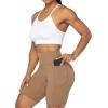 imageSunzel No Front Seam Biker Shorts for Women with Pockets Yoga Workout Gym Bike Shorts with Tummy ControlMocha