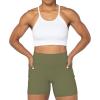 imageSunzel No Front Seam Biker Shorts for Women with Pockets Yoga Workout Gym Bike Shorts with Tummy ControlOlive Green