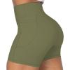 imageSunzel No Front Seam Biker Shorts for Women with Pockets Yoga Workout Gym Bike Shorts with Tummy ControlOlive Green