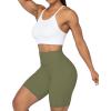 imageSunzel No Front Seam Biker Shorts for Women with Pockets Yoga Workout Gym Bike Shorts with Tummy ControlOlive Green