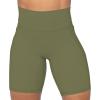 imageSunzel No Front Seam Biker Shorts for Women with Pockets Yoga Workout Gym Bike Shorts with Tummy ControlOlive Green